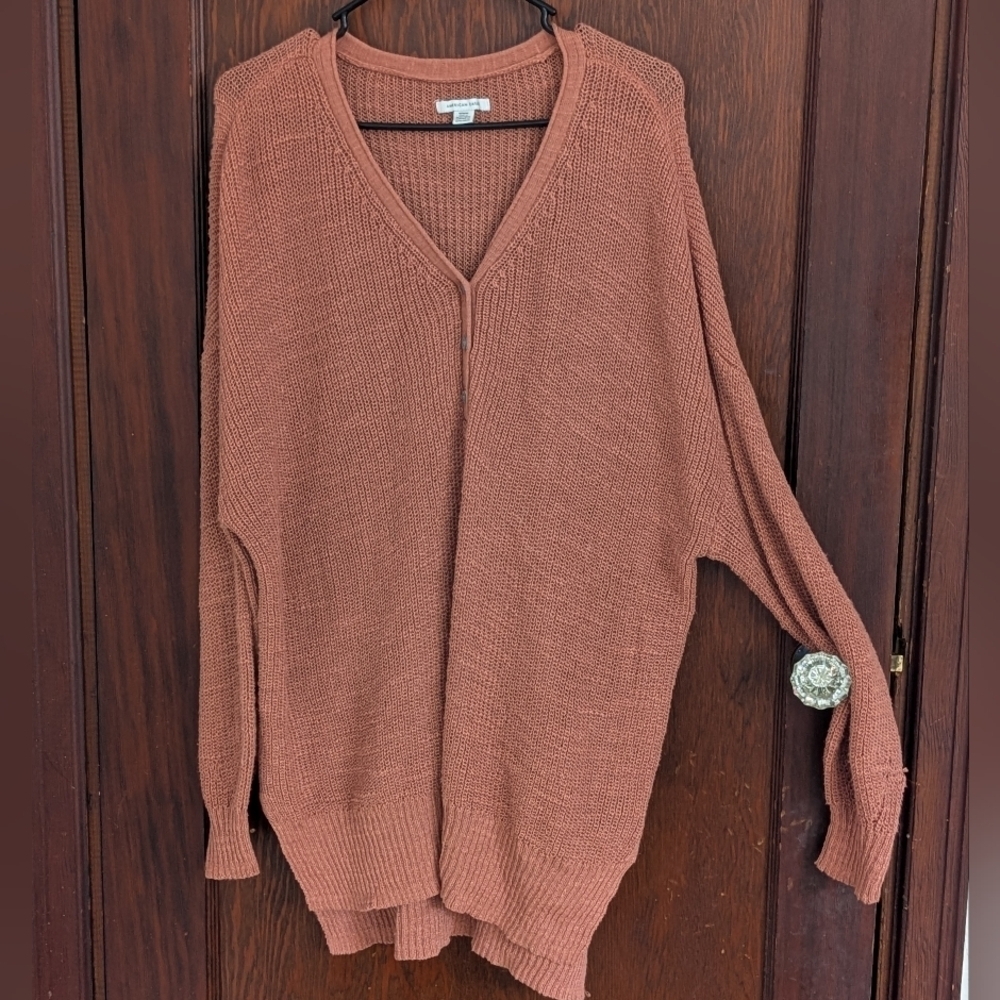 American Eagle Burnt Brown Oversized Lightweight Knit Tunic Sweater Size Medium